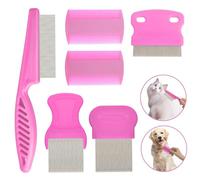 Pack of 4 Lice Comb, Metal Teeth Lice Comb, Flea Comb for Removing Fleas, Flea Tear Stain Remover Comb, Nit Comb, Extra Fine for Care and Removal of Dandruff or Lice Lice, Pink
