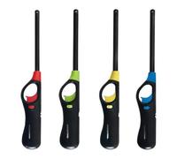 Pack of 4 Lighters - Large BBQ Lighter Refillable - Safety Gas Lighter with Safety Lock Adjustable Flame Lighter Ideal for Kitchen, Barbecue, Camping, Cooking, Fireworks, Candles, Outdoors
