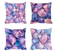 Pack of 4 Linen Cushion Covers 50x50cm Pink Decorative Throw Pillow Covers Shell Soft Square Cushion Case Couch Pillowcases, with Smooth Invisible Zip for Sofa Living Room Bedroom F0P-366