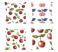 Pack of 4 Linen Cushion Covers 50x50cm Red Decorative Throw Pillow Covers Fruit 1 Soft Square Cushion Case Couch Pillowcases, with Smooth Invisible Zip for Sofa Living Room Bedroom F0P-159