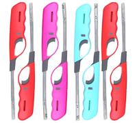 Pack Of 4 Long Gas Lighters - Refillable, Long Lasting, Clicker | With Safety Flame Lock | Outdoor Activity | Suitable For BBQs, Kitchen, Restaraunts, Gas Stove, Oven, Fireworks & Grills