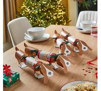 Pack of 4 Luxury Christmas Crackers, Standing Basset Hound Christmas Cracker Shape Dining Table Accessories 4pk Xmas Cracker Includes Gifts and Game