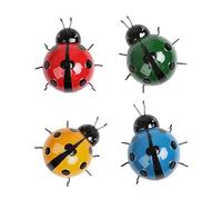Pack of 4 Metal Ladybird Decoration, Metal Ladybird Wall Art, Outdoor Wall Sculptures, Garden Sculptures, Insects Home Decorations for Garden Fence, Indoor or Outdoor, Balcony, Patio (Style2)