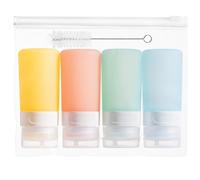 Pack of 4 Mini Squeeze Bottles for Sauces, 60 ml Sauce Bottle, Leak-Proof Portable Squeeze Bottles for Honey Sauce, Salad Dressing, Spice Shaker for Travel, Includes Cleaning Brush and Bags