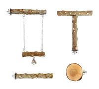 Pack Of 4 Natural Wood Bird Perches For Parrots Chewing Climbing Branches Safe Cage Accessories Pet Bird Toy