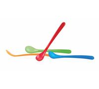 Pack of 4 Nuby 5565 Simpy First Solids Feeding, Weaning Long Handle Easy Grip Spoons for babies from 4 months old. BPA (red)