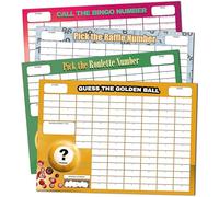 Pack of 4 Number Multipack Fundraising Scratch Cards - A4 Size - 100 Squares and Scratch Off Winner for Charity