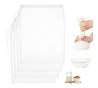 Pack of 4 Nut Milk Bags, Straining Cloth Reusable, Cheesecloth Organic Washable Filter Bag with Drawstring, Nut Milk Bag for Cheese, Fruit Juice, Coffee, Vegetable Juice (45 x 60 cm)