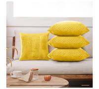 (Pack of 4, Ochre Mustard) Velvet Embossed Soft Cushion Cover Pack of 1,2 & 4