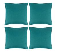 Pack of 4 Outdoor Waterproof Pillow Covers - 18x18 in Square Cushion Cases, Linen-Blend, Invisible Zipper, Weatherproof for Patio & Garden