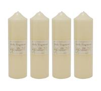 Pack of 4 Overdipped 150-Hour Vanilla Scented Pillar Votive Wax Candles Cream | Decorative Ivory Cream Church Candles - 24 x 7cm