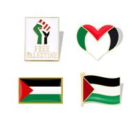 Pack of 4 Palestine Pin Brooch with Palestinian Flag Pin Badge, Lapel Pin Flag for Clothing and Accessories