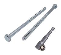 (Pack of 4 pcs) DIN 571 Zinc Plated Steel Hexagon Wood Screws M8 x 200 mm, Coach Screws, Hex Screw, Lag Bolts, Hex Head (4, M8 x 200 mm)
