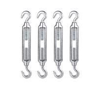 (Pack of 4 pcs) Wire Tensioner 12 x 125 mm Strainer M12 Galvanized Steel DIN 1480 Hook Rope Cable Tension Heavy Duty (4)