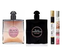 Pack of 4 Perfume Gift Set for Women - Black Addiction 80ml x2-2 x 35ml EDP - Long-Lasting Sweet Citrus Floral, Jasmine - Fragrance - Cologne & Perfume Gift