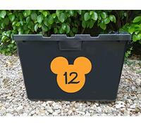 Pack of 4 Personalised Mouse Face Wheelie Bin Number Sticker - Recycling Box - Birthday Decoration - Wheelie Bin Stickers - Mickey Stickers - Number Stickers (Golden Yellow)