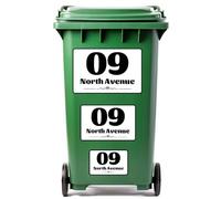 Pack of 4 Personalised Wheelie Bin Stickers,Bin Numbers for Wheelie Bins,Custom Trash Garbage Can Numbers Stickers,bin Labels with House Number Street Name 100x150mm/148x210mm/180x270mm