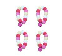 Pack Of 4 Pet Collars With Colorful Pompoms For Party Wear Daily Fashion Cats Collar For Festival Celebration Plush Cats Necklace