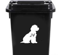 Pack of 4 Pet Dog Cockapoo Waterproof Wheelie Bin Stickers - Cute Stickers - Garden Accessories - Bin Stickers for Wheelie Bins - Number Stickers - Dog Door - Stick On Numbers (14cm x 14cm)