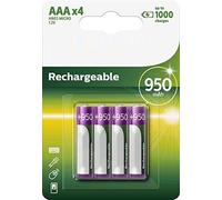 Pack of 4 Philips AAA Rechargeable Batteries R03B4A95/10, 1.2 V. Ideal for your devices, ensuring optimal and long-lasting performance. Perfect for everyday use.