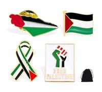 Pack of 4 Pin Brooch with Palestinian Flag, Patriotism and Pacifism, Lapel Pin Flag for Clothing and Accessories