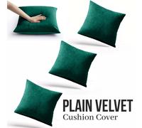 (Pack of 4, Plain Green Cushions) Velvet Cushion Covers Soft Luxury Embossed Stripe Quilted Cushions Pack of 1,2 & 4