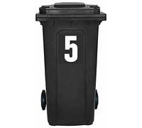 Pack of 4 Plain White Bin Number 5 Stickers (17 cm) Bin Numbers Stickers Vinyl Labels Packwith® #PBN10-5