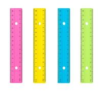 Pack of 4 Plastic Flat Rulers 30 cm Multi-Coloured Ideal for School and Office