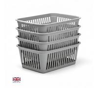 Pack of 4 Plastic Handy Basket for Storage | Small Storage Basket for Bathroom, Bedroom, Kitchen & Living Rooms | (25 x 16 x 8 cm) Handy Baskets for Storing Small Items