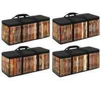 Pack of 4 | Portable DVD Storage Bag, CD Disc Carry Case, Clear Cover with Zipper Game Protective Dust Collection Holder/Discs Organiser/PC Games Strong Carry Handles