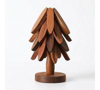 Pack of 4 Pot Coasters Wooden Tree Design Foldable Coasters for Hot Pots Pans with Stand Heat Resistant Table Coasters Kitchen Decorative Gift Idea for Christmas Home Decor