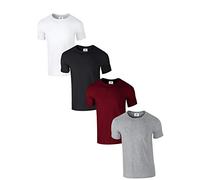 Pack of 4 Premium Crew Neck T-Shirt Plain Regular Fit Short Sleeve 100% Cotton 180gsm L Multi