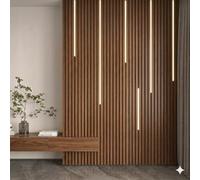 Pack of 4 Premium Fir Acoustic Slat Wall Panels 3000 x 600 x 21mm - 3m Full Height Wood Veneer Decorative Sound Absorbing Panels - Walnut