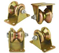 Pack of 4 Pulleys for Ropes, Lre Co. V-Groove Rope Pulley Heavy Duty Roller Wheel Pulley Lifting Cranes Load Capacity 200 kg Steel Castors for Washing Line/Pulley System/Roller Doors