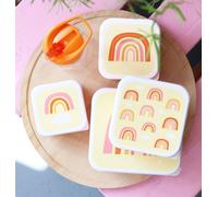 Pack of 4 RAINBOW Lunch Boxes for Children, A Little Lovely Company pastel yellow