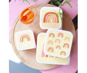 Pack of 4 RAINBOW Lunch Boxes for Children, A Little Lovely Company pastel yellow