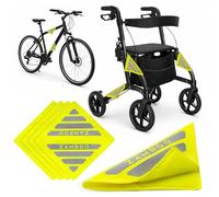 Pack of 4 Reflector Set for Rollator & Wheelchair Universal | 4 Pieces Safety Reflectors with Fastening, Ideal for Rollators, Wheelchairs, Walking Aids & Bicycle - Neon Yellow