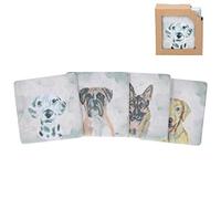 Pack of 4 Resin Coasters with Cork Base - Watercolour Dogs
