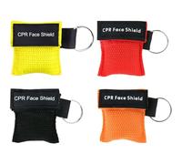 Pack of 4 Respiratory Mask, First Aid, Respirator Mask Key Ring, CPR Mask Face Shield, Resuscitator Cloth with Check Valve, Perfect Protection for Emergency