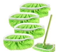 Pack of 4 Reusable Mop Covers for Swiffer, Chenille Mop Pads for Swiffer Floor Mops, Wet and Dry Cleaning, Washable Mop Pads for Hard Floors, Wooden Floors and Tiles