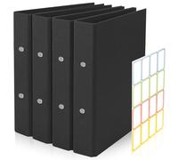 Pack of 4 Ring Binder A4, A4 Refillable Kraft Paper, Ring Binder Folder with 2 Rings, 23.5 x 31.5 cm Ring Binder, Kraft Paper Binder Tray with 1 Sticker Labelling for Travel Journals, Business Books