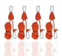 Pack of 4 Rope Ratchet with Hooks, 4 m Nylon Rope with Tensioner, Adjustable Rope Tensioner for Sun Sail, Tie Down Straps with Hooks for LED Grow Lamps, Awning Rope Tensioning Technology, Guy Ropes