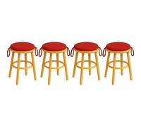 Pack of 4 Round Chair Cushions Waterproof Seat Pads with Ties, Extra Thick Foam Padding, Removable Cover For High Stool Bistro Dining, Kitchen, Garden, Indoor Outdoor Circle Seat Cushions (Red)