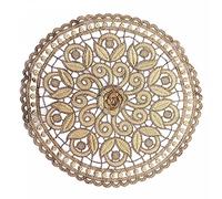 Pack of 4 Round Embroidered Table Mats, 26-28 cm Gold Lace Round Table Mat, Lace Doilies, Crochet Doilies, Flower Embroidered Table Mat, Vintage Cup Mat, Vase Mat for Home Decoration, Kitchen, Party,