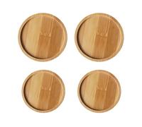 Pack of 4 Round Tea Cup Tray & Wooden Candle Holder - Simple Saucer with Coaster (8cm, 10cm) for Christening