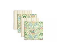Pack of 4 Sanderson & National Trust Cotton Napkins 45x45cm - Floral & Stripe Design Table Linen Set, Machine Washable Dining Napkins
