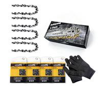 Pack of 4 Saw Chains for 15 cm Blade 1/4 Inch LP 1.1 mm 39 TG, Chainsaw Chain Including Protective Gloves and Storage Bag, Compatible with Scheppach Cordless Chainsaw and Lawnmower etc