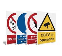 Pack of 4 Security Signs - Security Camera Surveillance Notice - A5-210 x 148mm - 1mm Rigid Plastic Safety Sign for Homes, Offices, Shops, Warehouses, Schools and Public Buildings