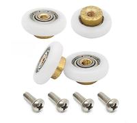 Pack of 4 Shower Door Rollers, 20 mm Shower Room Pulley, Bathroom Glass Sliding Door Wheels, Nylon Copper Replacement Rollers for Shower Cubicle Door, Upper and Lower Replacement Parts