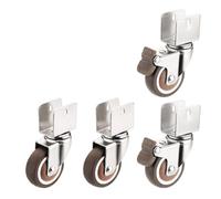 (Pack of 4) Silent 2-inch U-shaped plywood soft rubber furniture bed universal caster pulley accessories(25mm-B)